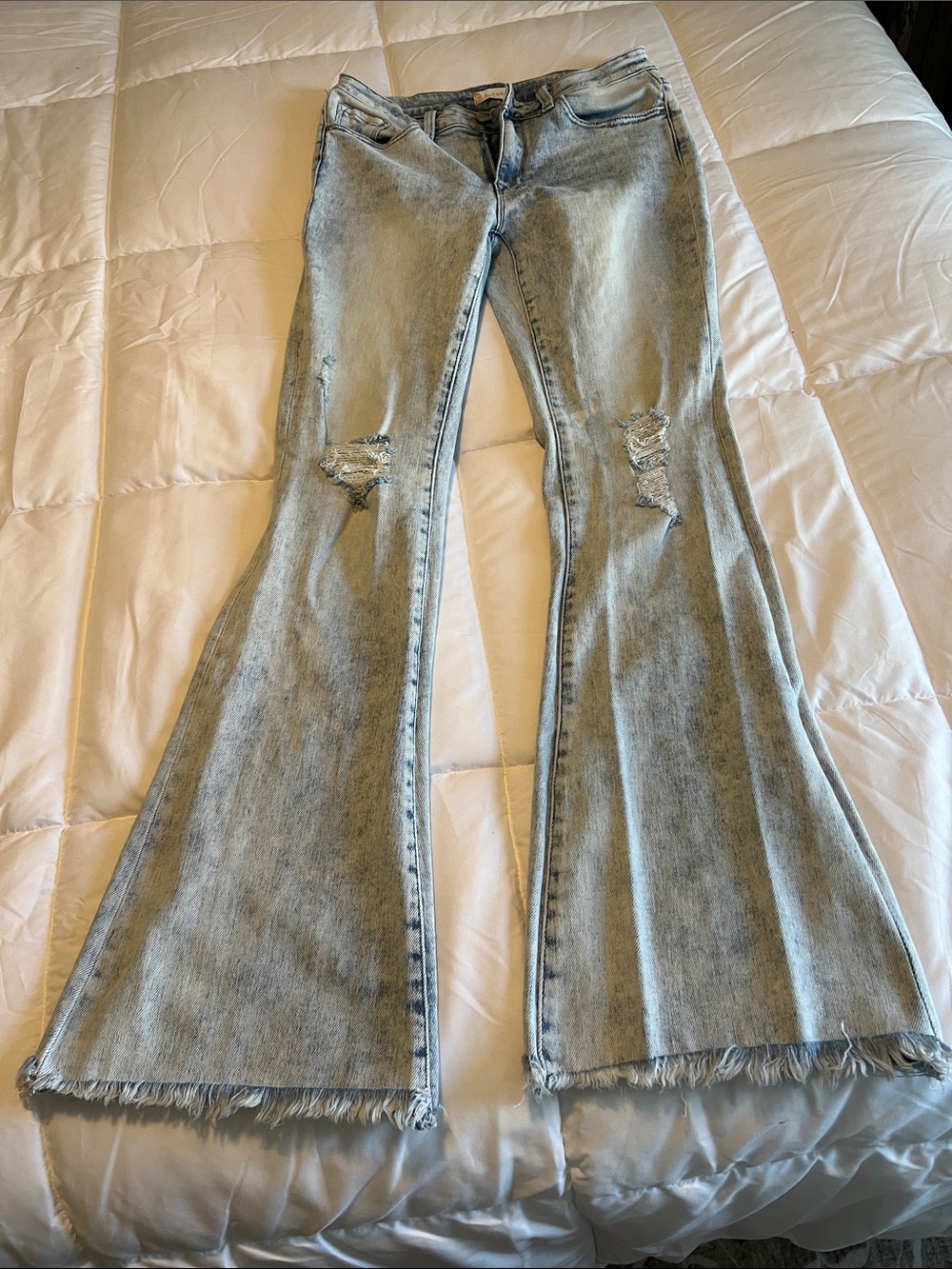 Altar'd State Light Blue Distressed Flare Jeans